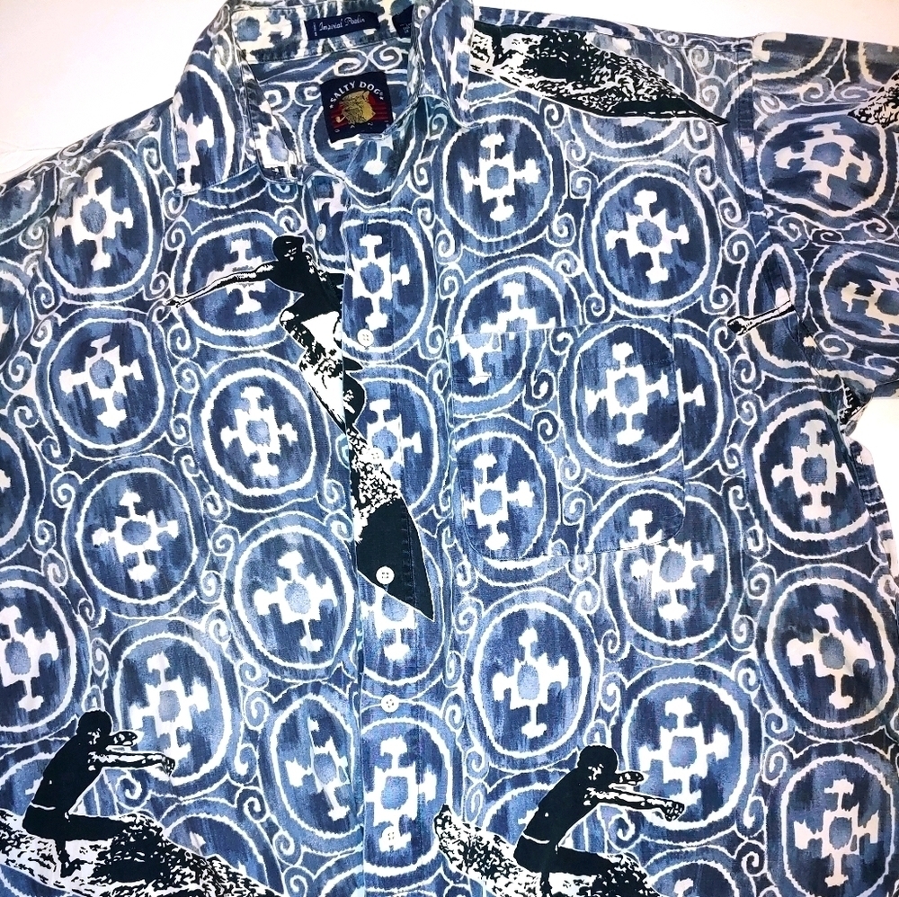 Salty Dog Surfer Cotton Button Shirt XL